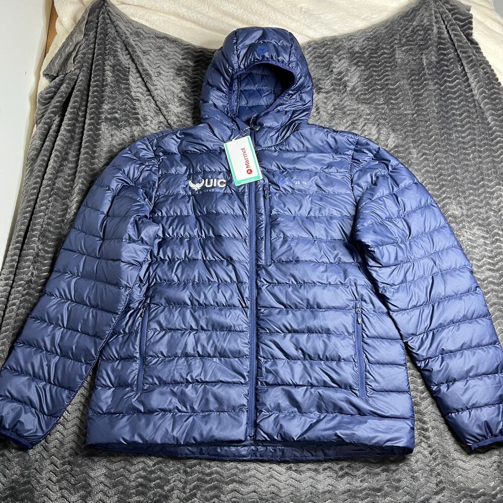 Marmot Men's Highlander Hoody Down Puffer Hooded Jacket Arctic Navy XL NWT